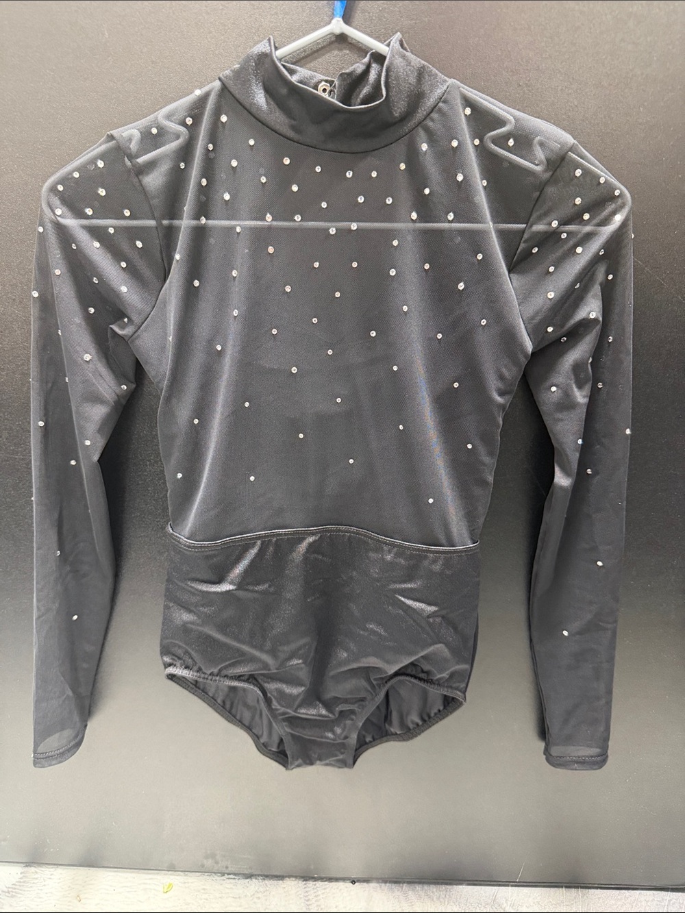 Black Long Sleeve Rhinestone Leotard kids Child Large